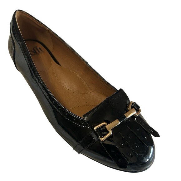 Sofft Womens 7.5M Patent Leather Horsebit Black Slip On Loafer Comfort Shoes - Picture 1 of 15